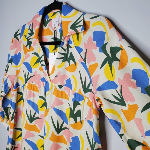 FRESHA Abbott Verano V-Neck 3/4 Puff Sleeve Tiered Mini Dress Sz X-Small XS - Picture 5 of 9